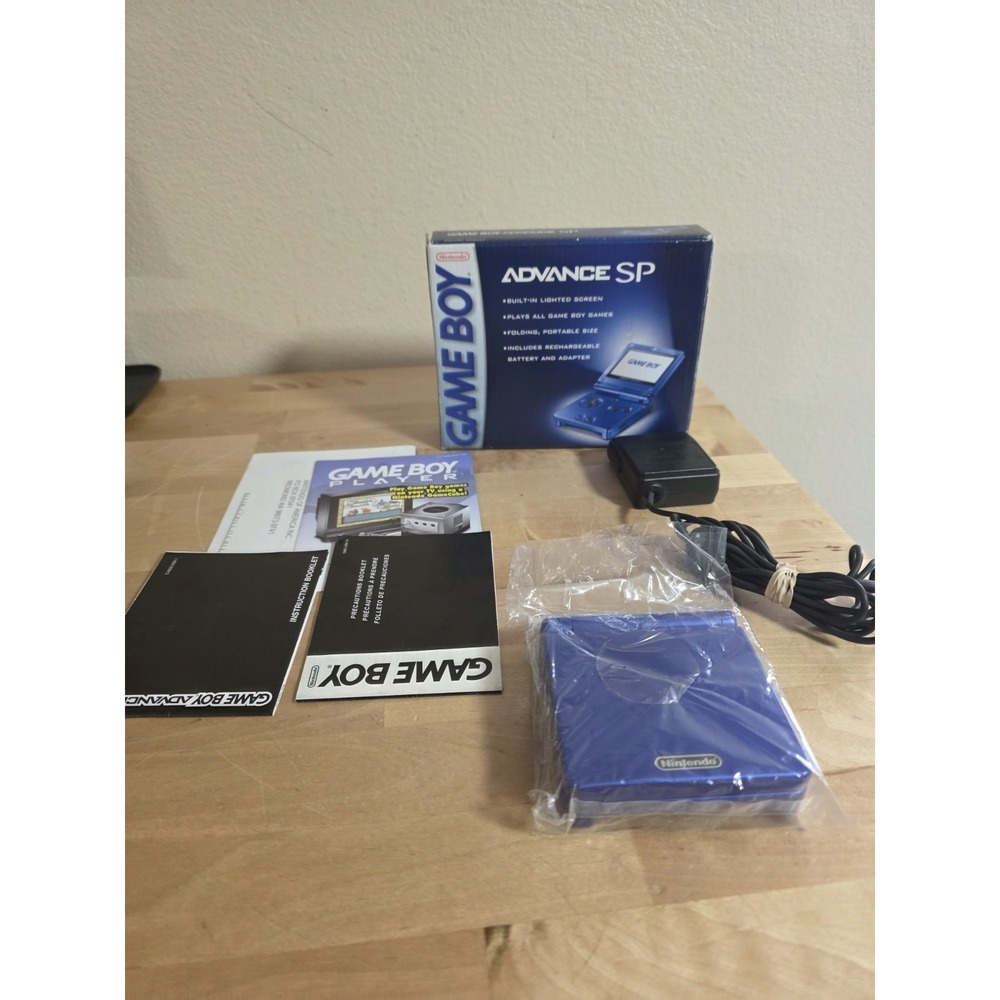 NINTENDO GAMEBOY SP Cobalt Blue Console w/BOX, MANUALS, Charger Tested Working